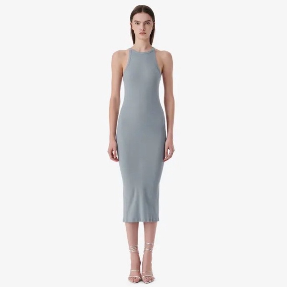 NWT IRO Palomo Ribbed Tank Dress Elegant Sleeveless Blue Dress